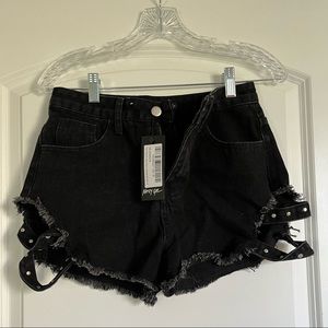 Nasty Gal black jean shorts with cut out